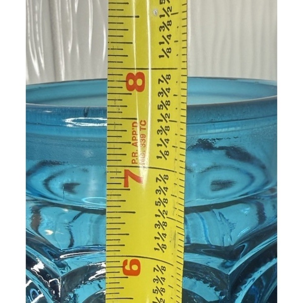 Moon and Stars L.E. Smith Blue Teal Glass 7-1/2" Canister NO LID - Picture 10 of 10